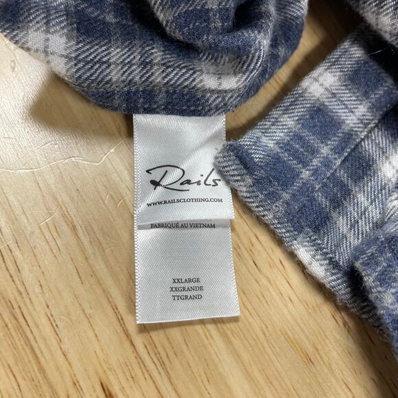 Rails NWT Brushed Lennox Long Sleeve Denim Shirt White Grey Button Up Men's XXL - Picture 8 of 10